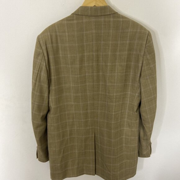 Nautica Men 44L Wool Check Blazer Sports Coat Yellow Green Beige - Picture 2 of 10